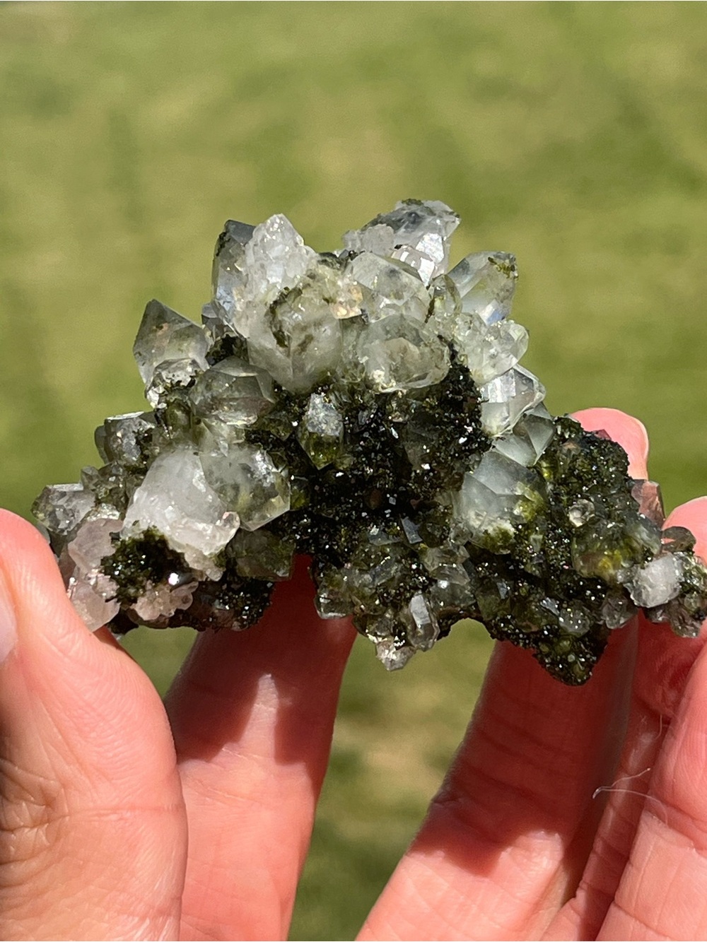 Green Epidote on Quartz